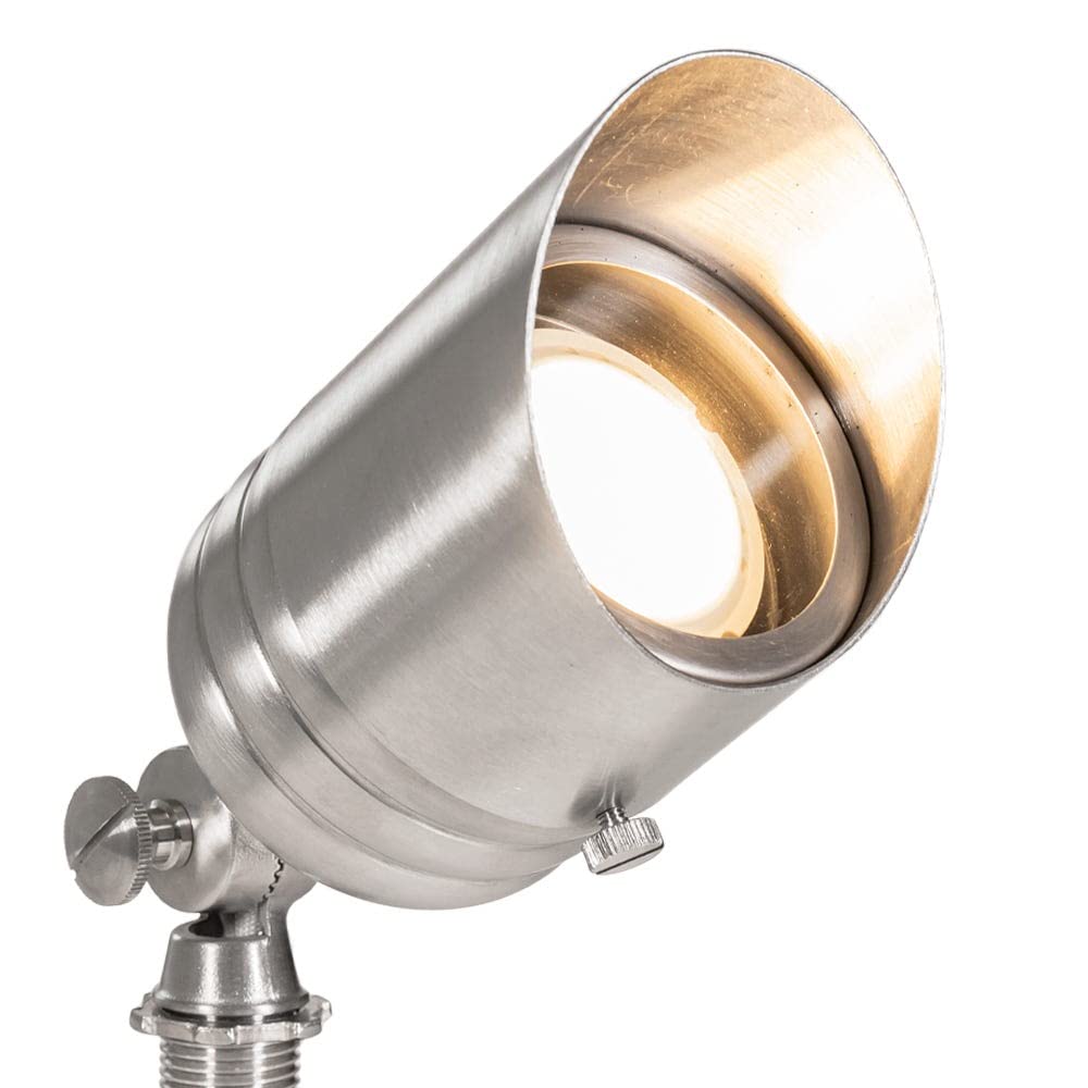 VOLT Stainless Steel Outdoor Spotlight with 5W MR16 LED Bulb, Silver, Includes Ground Stake