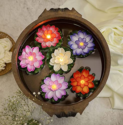 BM Ecom Floating Led Lotus Flower for Decoration, Flowers Water Bowl, Sensor Tea Light Unbreakable Outdoor & Indoor Festival Lam