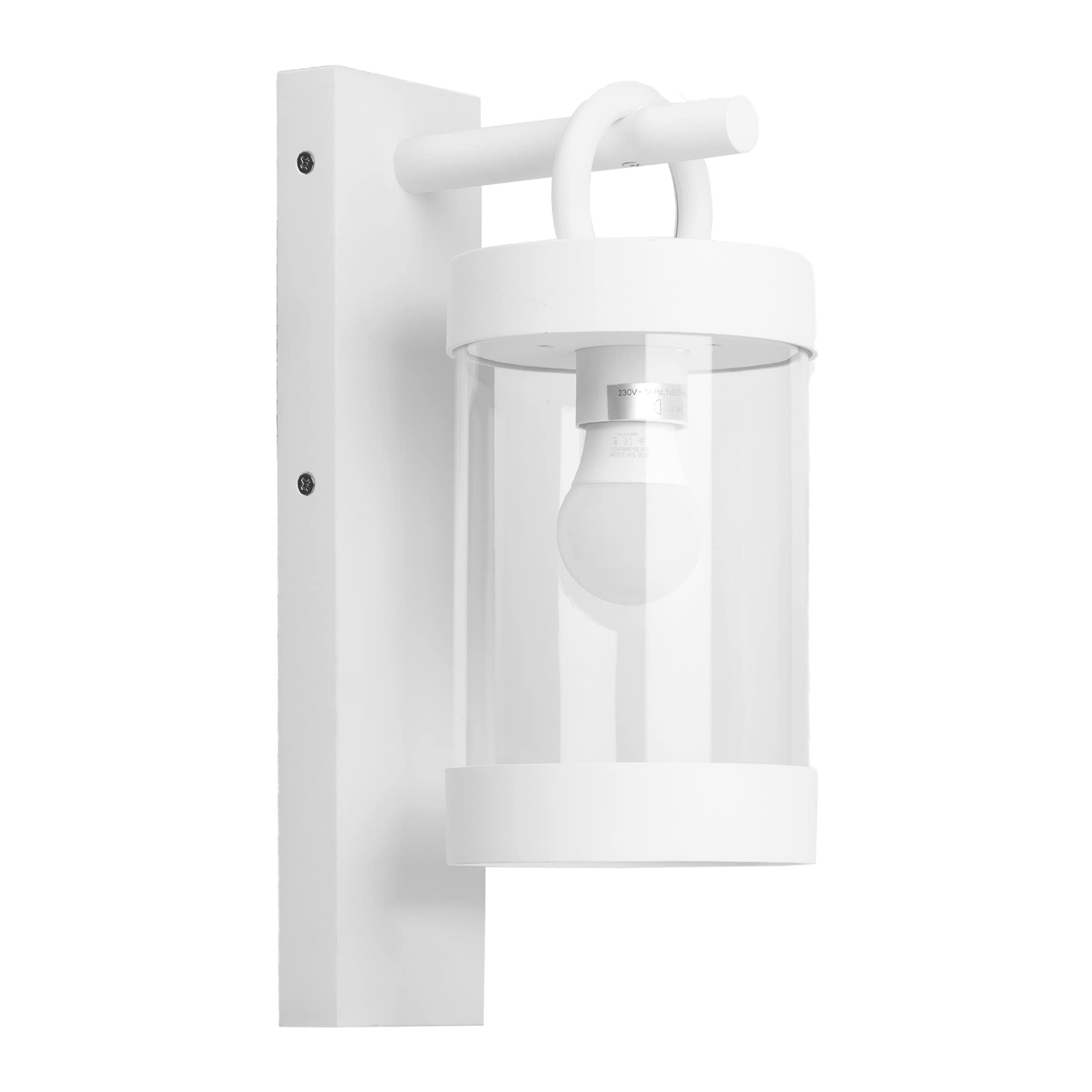 Lustrlach Dusk To Dawn Outdoor Wall Light, White Modern Waterproof Fixture With E26 Base