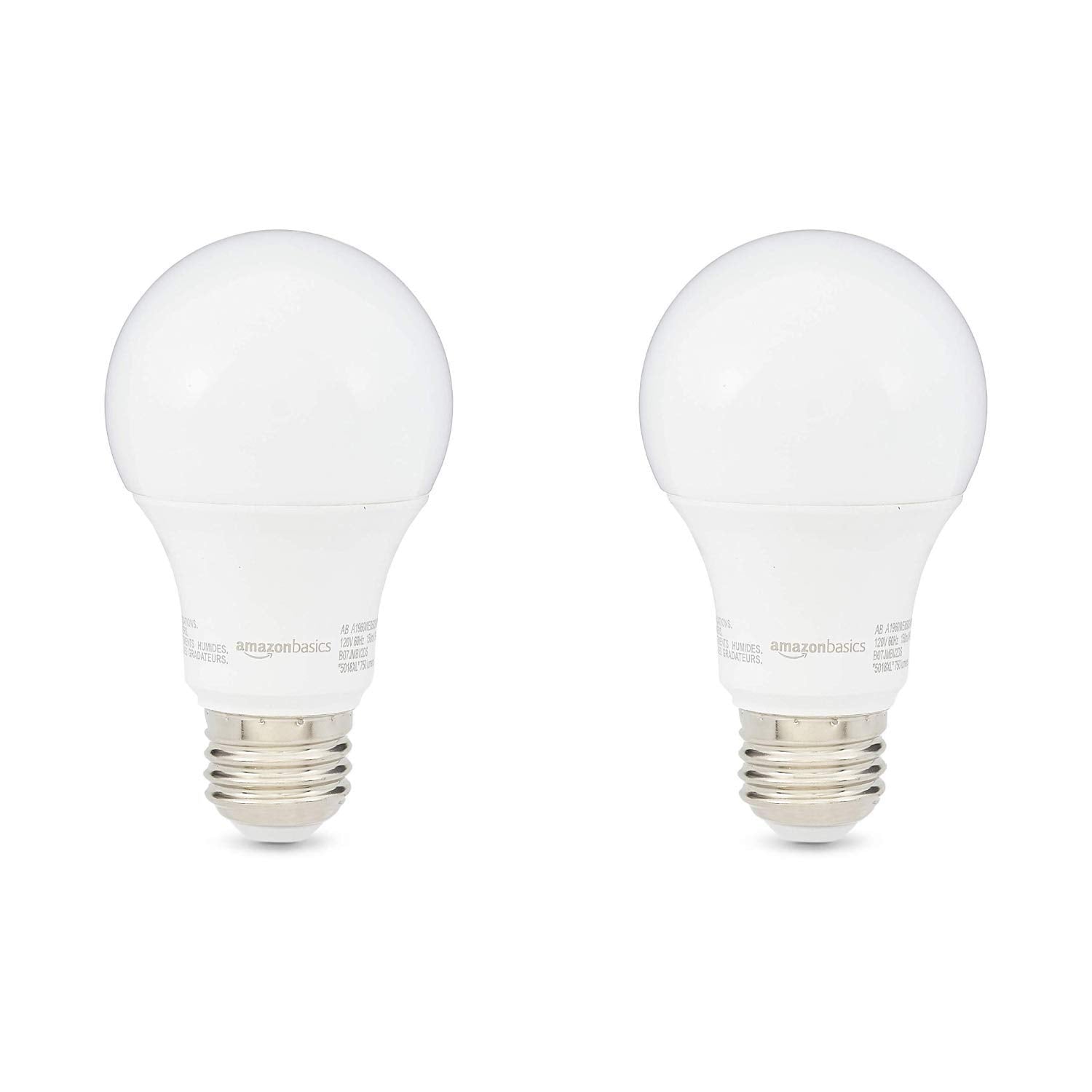 Amazon Basics A19 Led Light Bulbs 60 Watt Equivalent, Soft White (2700K), Energy Efficient 9W, Non-Dimmable, 10,000 Hour Lifetim