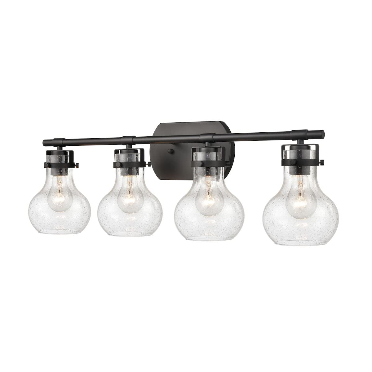 Elk Home Salamanca 4-Light Vanity Light, Matte Black, Clear Seeded Glass, Transitional Style