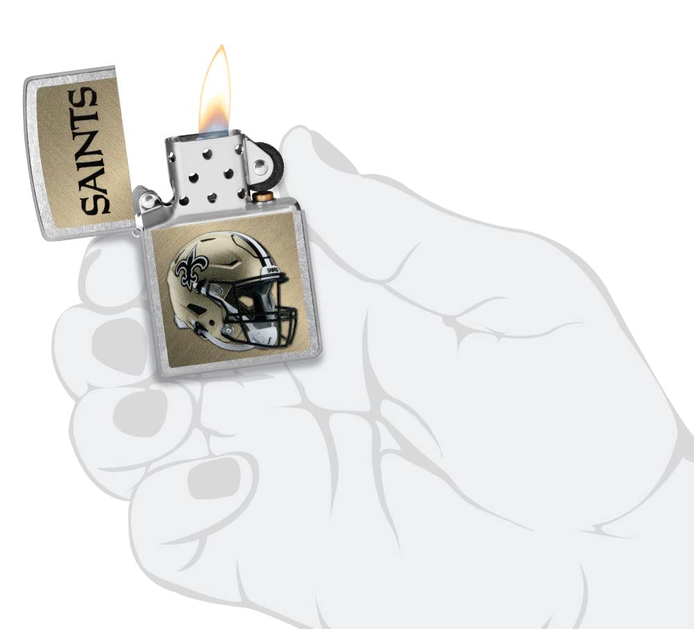 Zippo Nfl New Orleans Saints Helmet Street Chrome Pocket Lighter