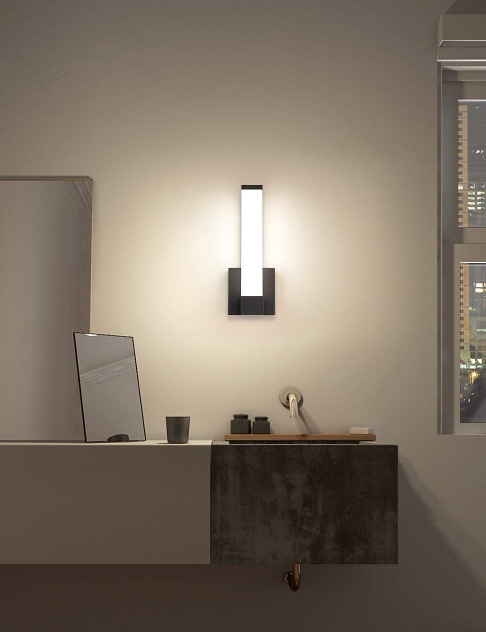 7Degobii Black Wall Sconce For House Decor Led Wall Lights For Bedroom Bedside Wall Lamp Modern Indoor Led Hallway Sconces Wall Lighting 12" Inch Height 12W 4000K