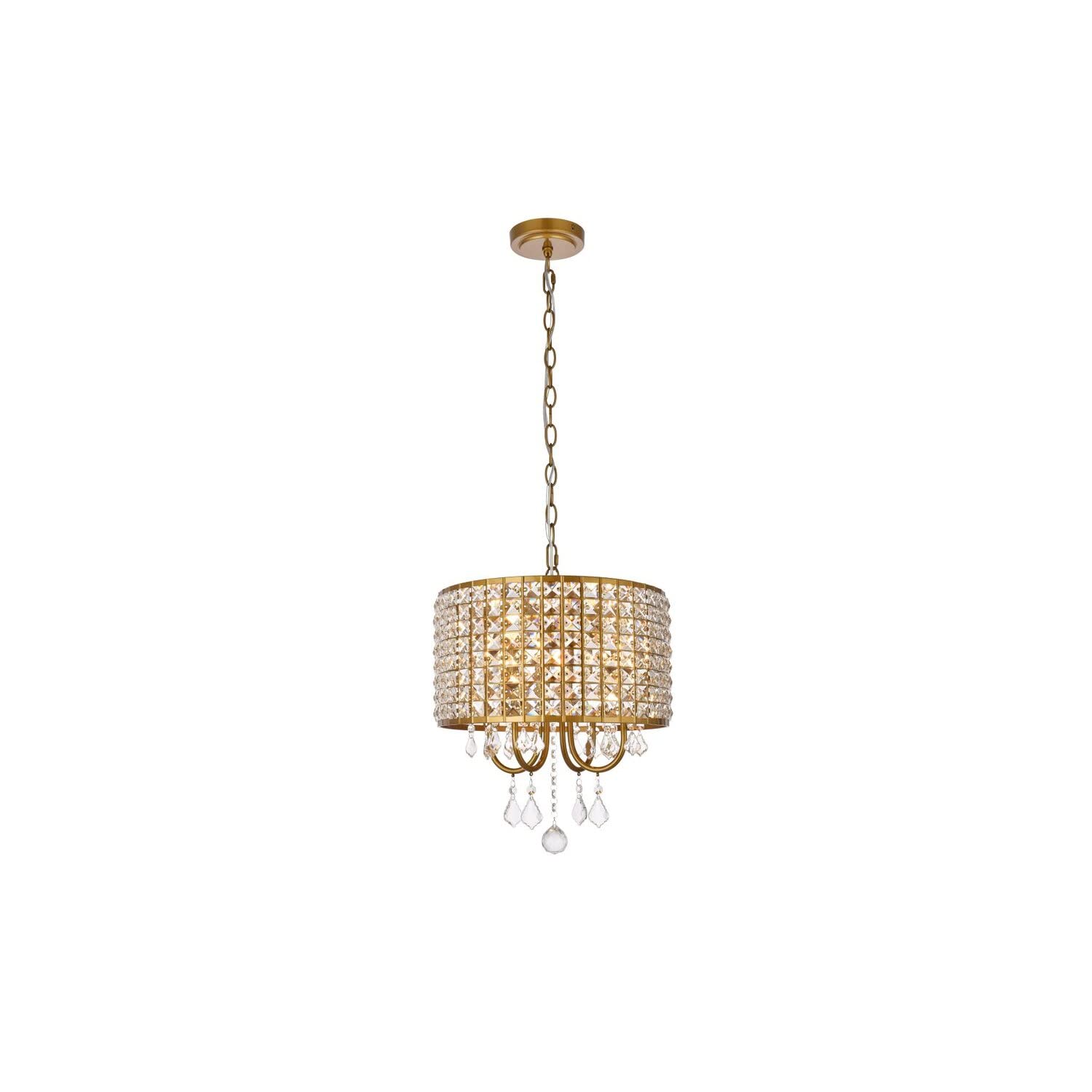 Living District Elise 4-Light Transitional Style Metal Pendant in Brass