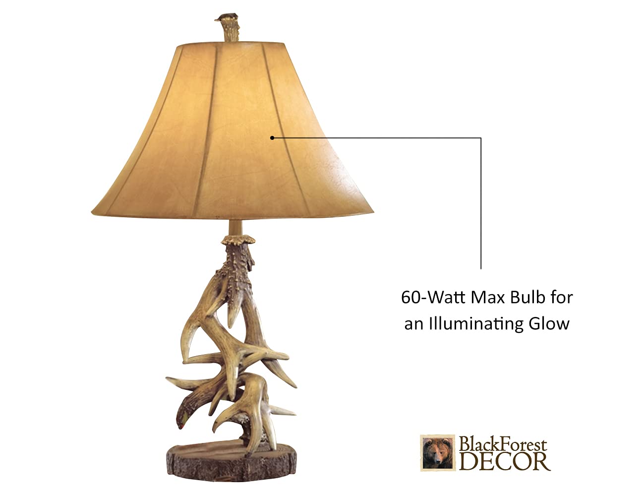 BLACK FOREST DECOR Faux Antler Table Lamp - Rustic Lighting for Cabin, Living Room, 28.5" x 18"