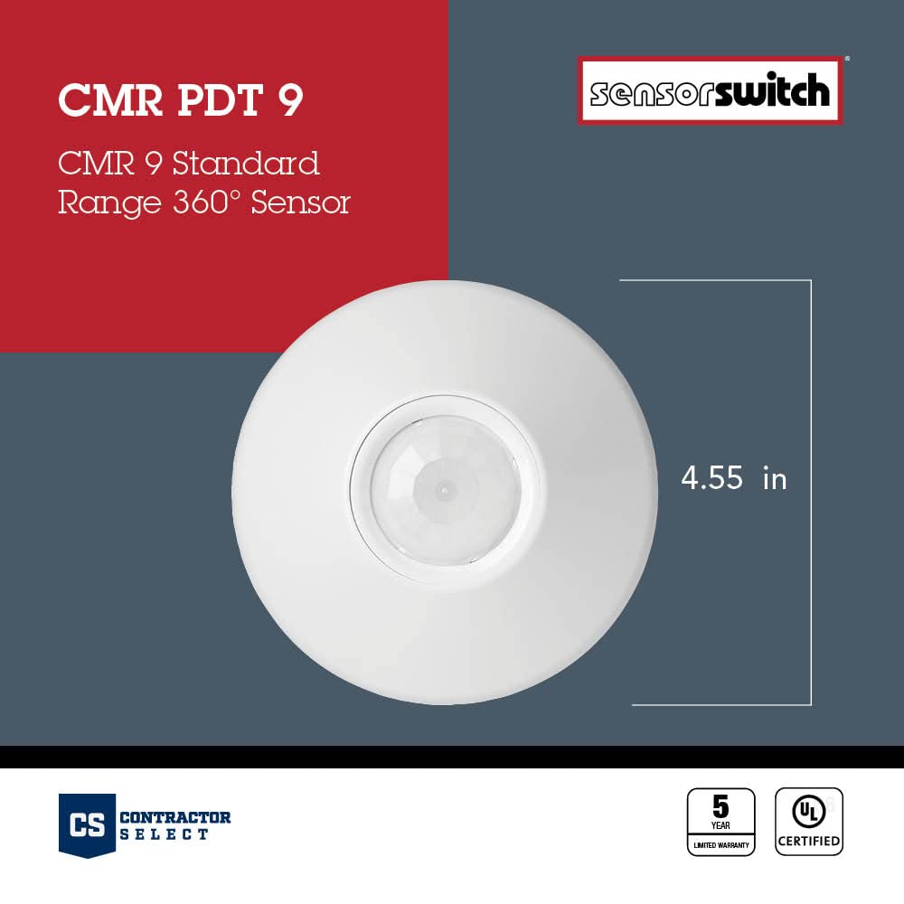 Sensor Switch Cmr Pdt 9 Contractor Select Ceiling Mount Occupancy Sensor, 12 Foot Radius, White
