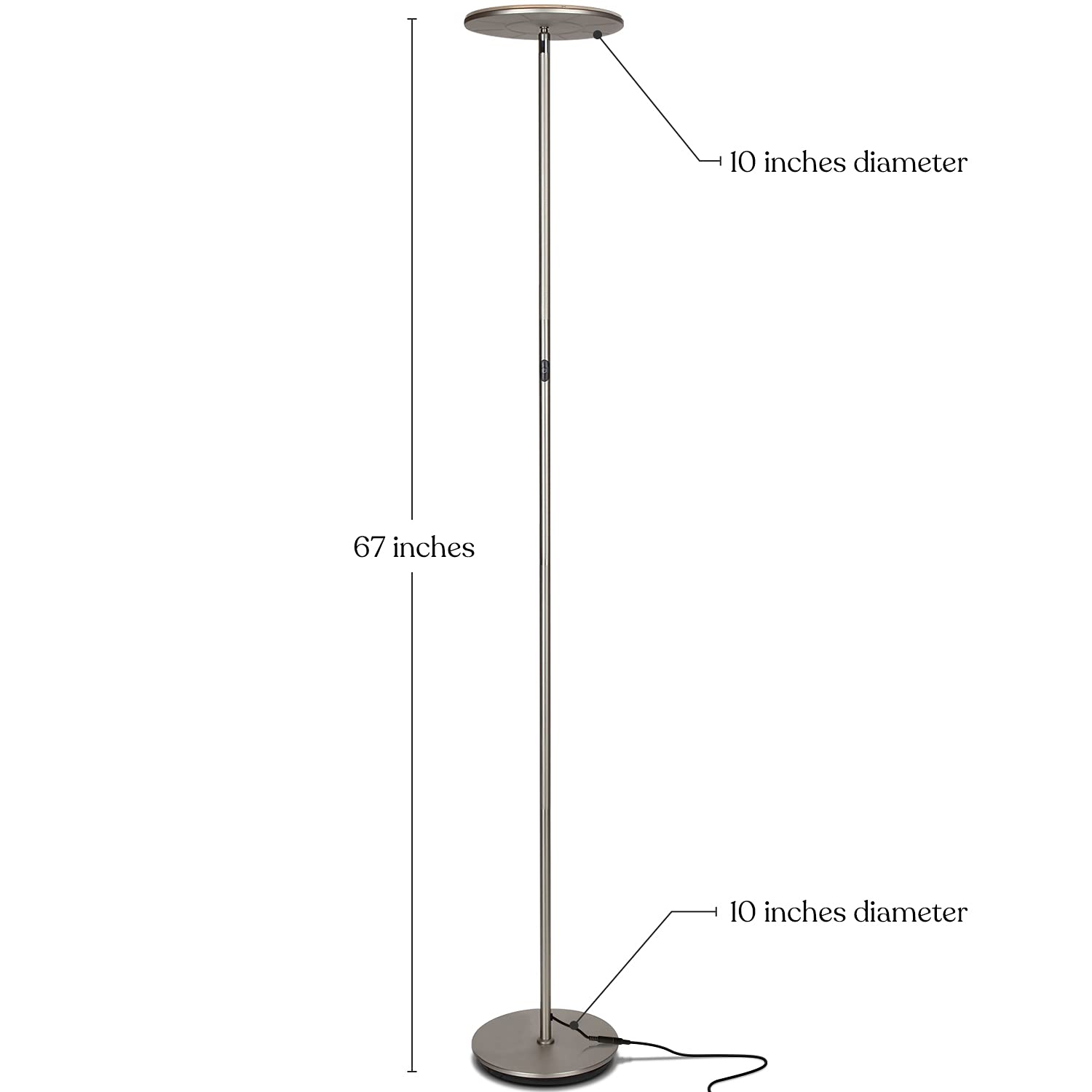 Brightech Sky Flux Dimmable LED Floor Lamp - Nickel, Metal, 3 Light Options, Model SKYFLUX-BN, Ideal for Living Room and Bedroom