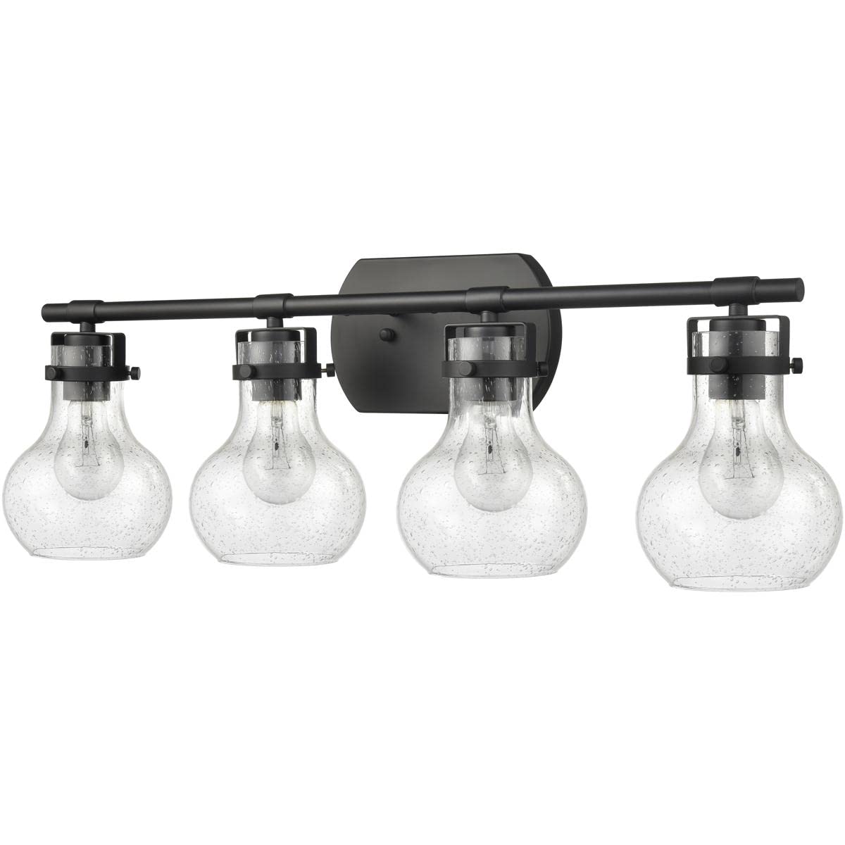 Elk Home Salamanca 4-Light Vanity Light, Matte Black, Clear Seeded Glass, Transitional Style