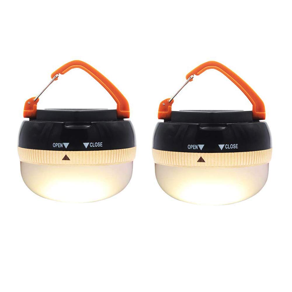 2 Pack LED Lantern Portable Camping Lights Outdoor Tent Light Hanging Camping Lamp with 5 Modes, Restractable Hook for Adults an