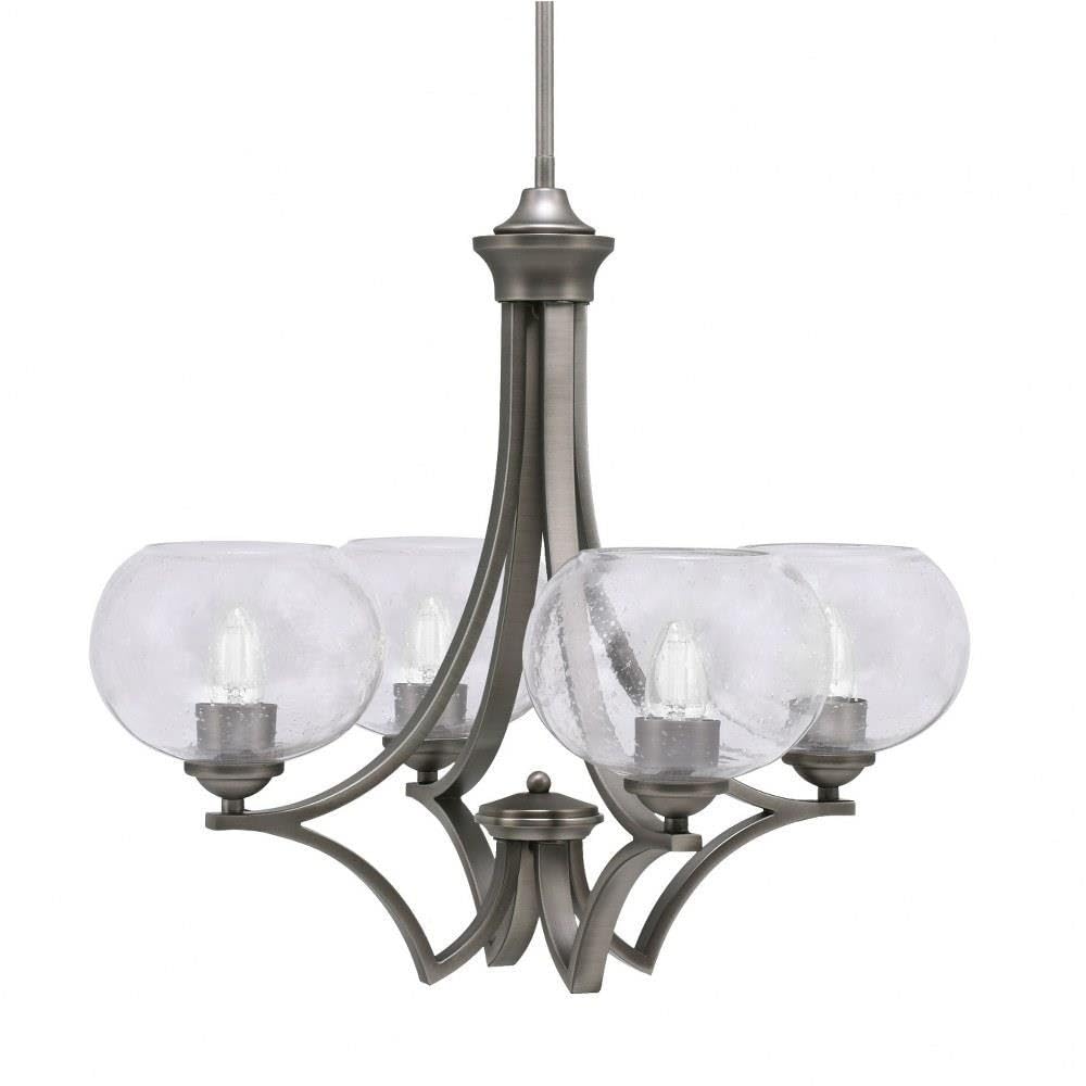 Toltec Lighting 564-GP-202 Zilo - 4 Light Uplight Chandelier-19.75 Inches Tall and 22 Inches Wide, Finish Color: Graphite, Glass Color: Clear Bubble