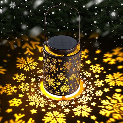 Chic Origins Christmas Solar Lanterns Outdoor Waterproof  Hanging Metal Snowflake Lights Outdoor Christmas Decoration For Garden  Pathway  Patio  Yard  Porch  Christmas Gifts For Women  Mom  Grandma