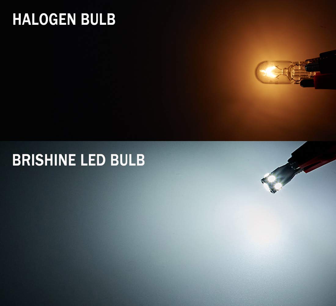 BRISHINE 194 LED Bulbs 300LM 6000K Xenon White 9-SMD 2835 Model BRI-194W-4P Pack of 4