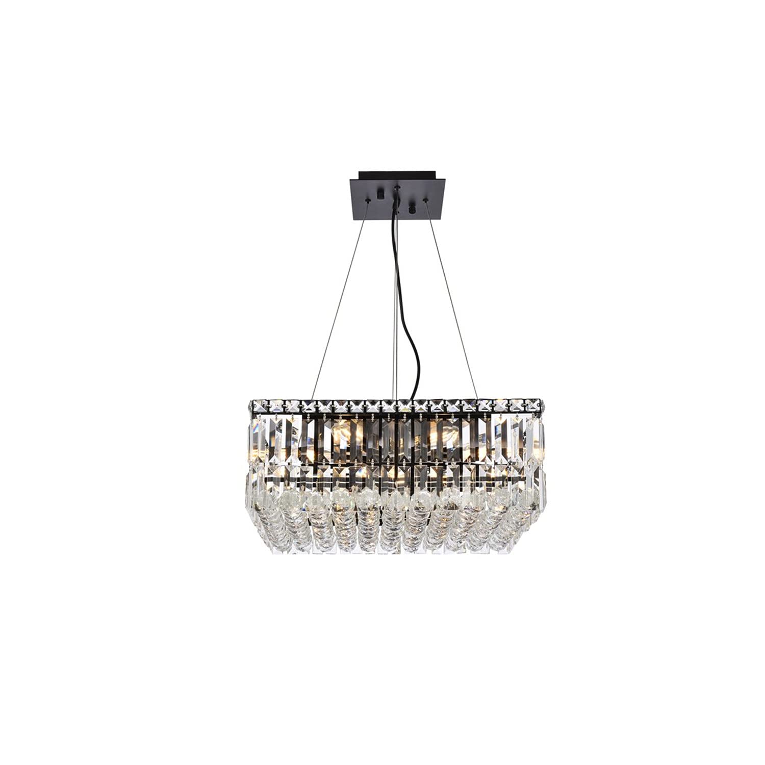 Elegant Lighting Maxime 20&quot; Black Metal And Crystal Chandelier - Modern Home Decor