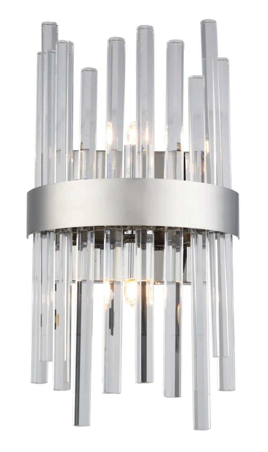Elegant Lighting Wall Sconce, 2 Light, Chrome & Clear, Royal Cut Crystal, 7.8inL x 7.8inW x 14inH, Model 3000W8C