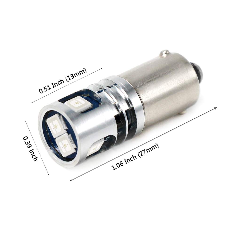 PHINLION LED Bulbs 5-SMD BA9 BA9S 1891 1893, Green, Aluminum, for Dome, Map, License Plate Lights