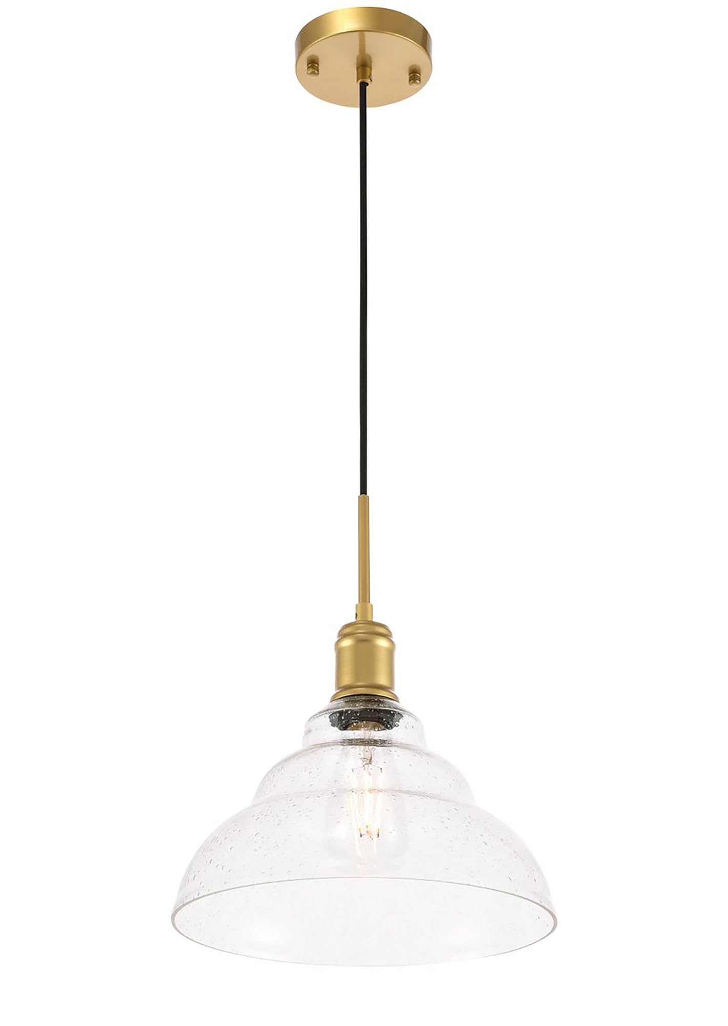 Living District Brass & Clear Glass Pendant Light - Modern Indoor Ceiling Fixture, 1 Light
