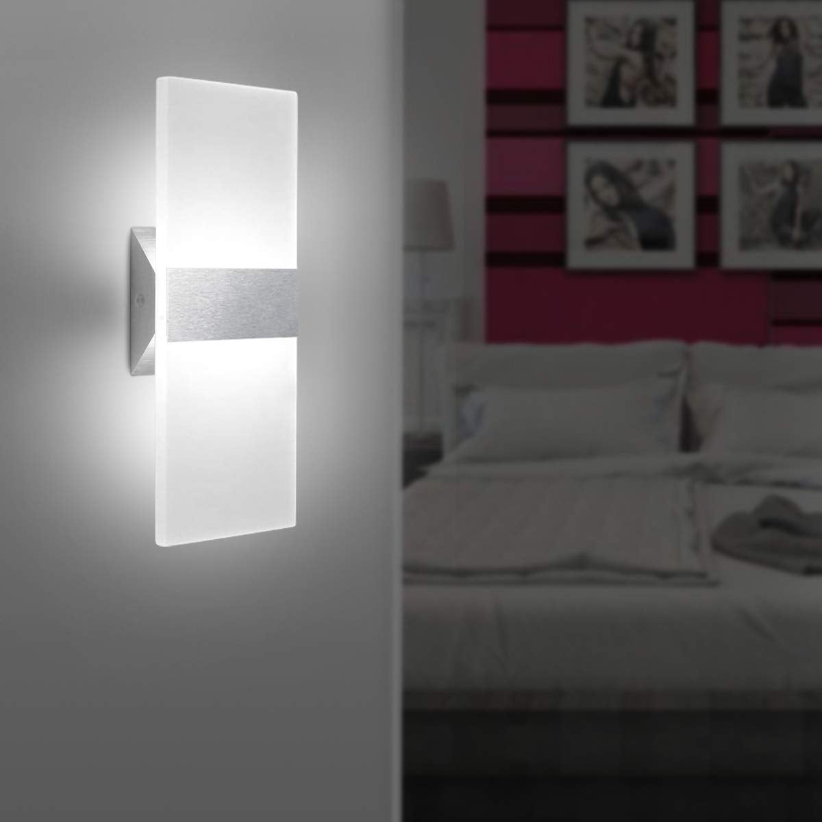 ChangM LED Wall Sconce 12W Cool White Acrylic Lighting Fixture 3 Pack for Living Room Bedroom Hallway