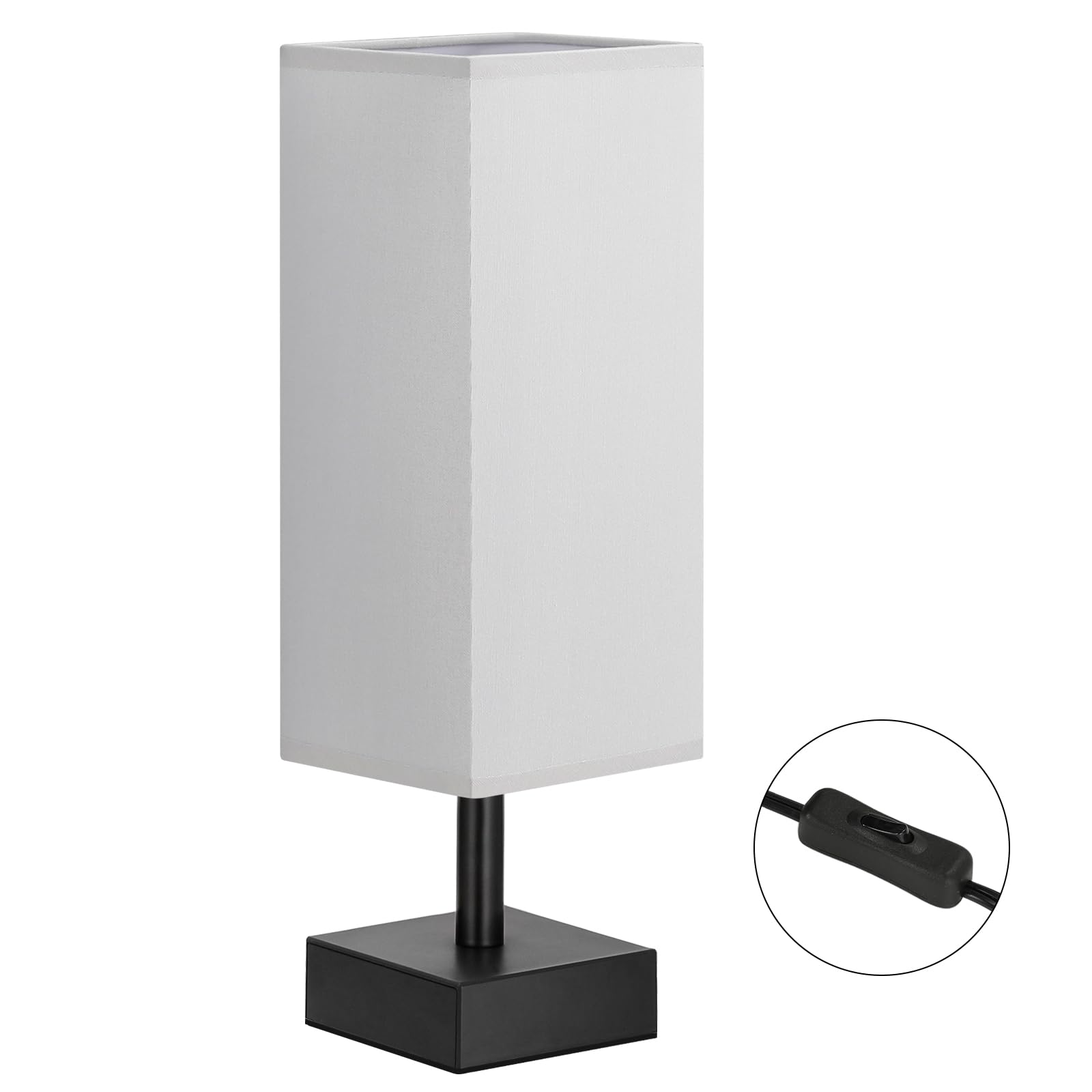 Aooshine Gray Small Table Lamp - Bedside Lamp For Bedroom, Minimalist Nightstand Lamp With Silver Base, Desk Lamp For Kids Room