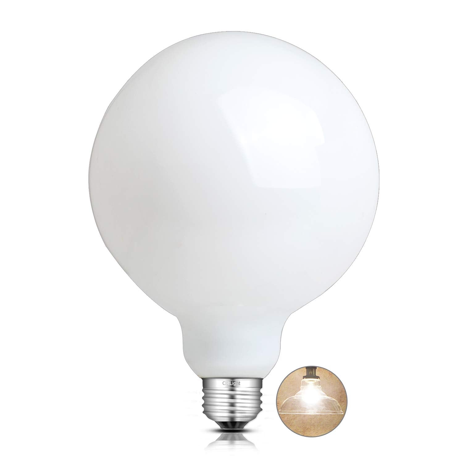 CRLight 5 x 7 inch 12W 2700K Opal Dimmable Warm White Large Globe LED Bulb, G125 / G40 Replacement, 80W Equivalent 800LM, Coated
