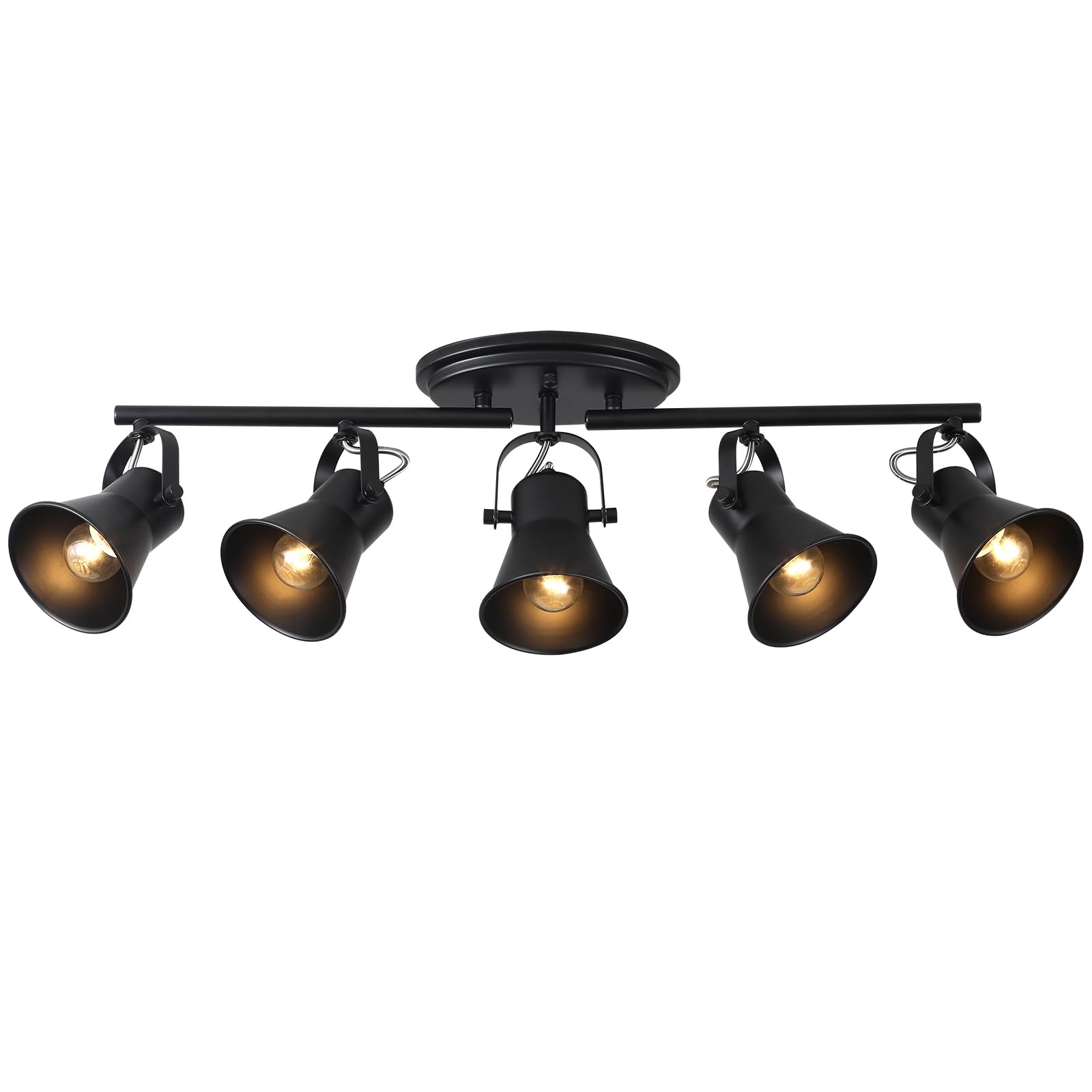 Keesfu 5-Light Track Lighting Kit,Black Semi Flush Mount Ceiling Light With 5 Rotatable Light Heads,Modern Accent Lighting For Livingroom,Bedroom,Hallway,Art Wall,Bathroom,Kitchen.(5-Light)