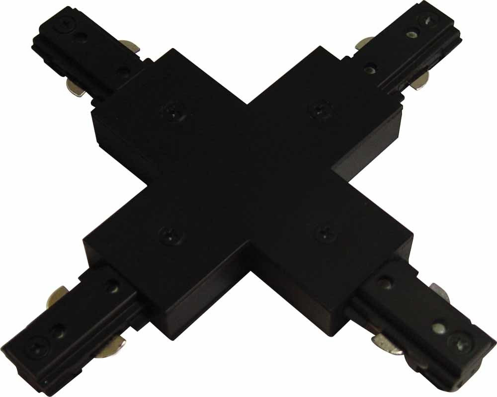 Jesco Lighting HXJBK X-Connector with Power-Feed, H - 3-Wire Single Circuit Track, One Size, Black