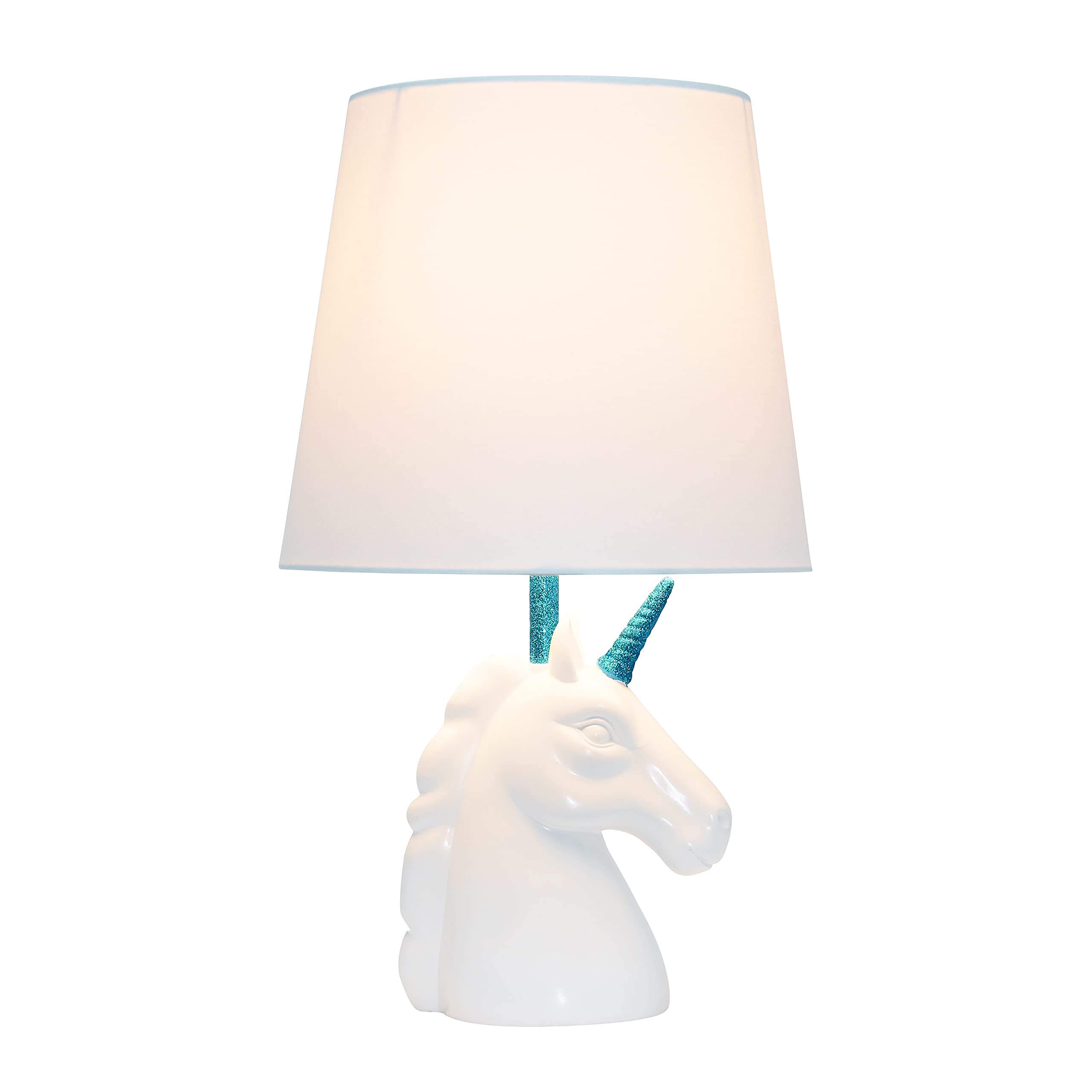 Simple Designs Lt1078-Blu Sparkling Glitter Unicorn Table Lamp, Blue