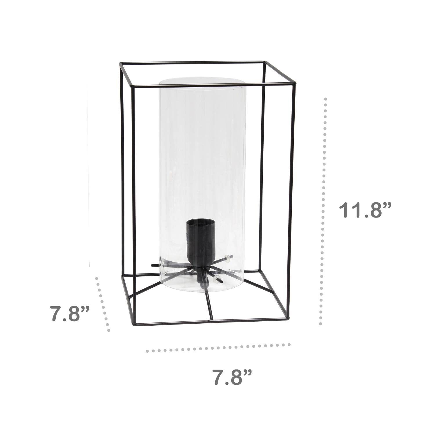 Lalia Home Contemporary Black Framed Table Lamp With Clear Cylinder Glass Shade - Large