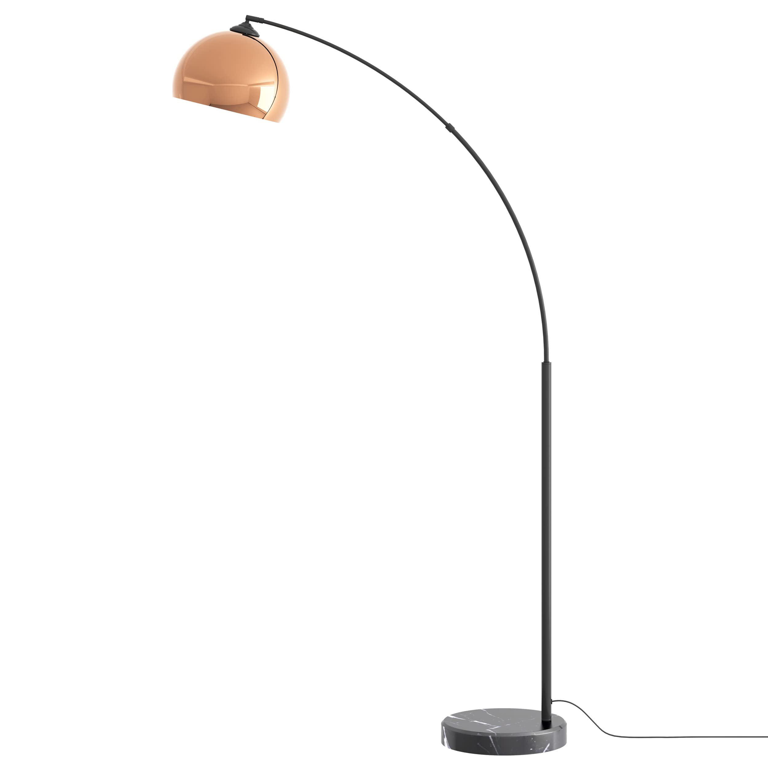 GETINLIGHT 66'' Modern Rose Gold Arc Floor Lamp with Metal Shade and Black Real Marble Base, Bulb Not Included, IN-0806-1-CP