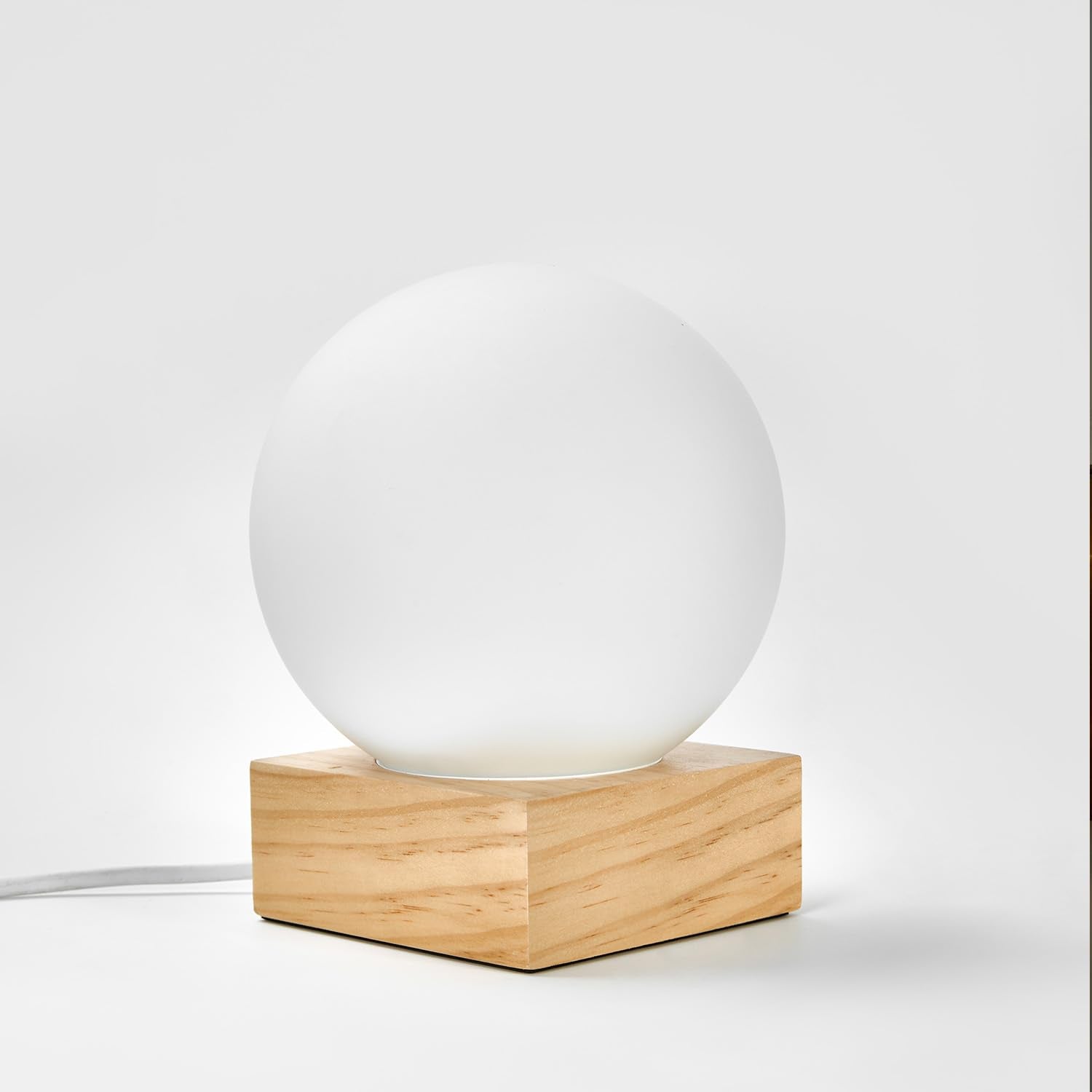 Flornia Globe Ball Lamp Modern Industrial Table Lamp, Unique Bedside Nightstand Desk Lamp With Glass Shade And Solid Wood Base F