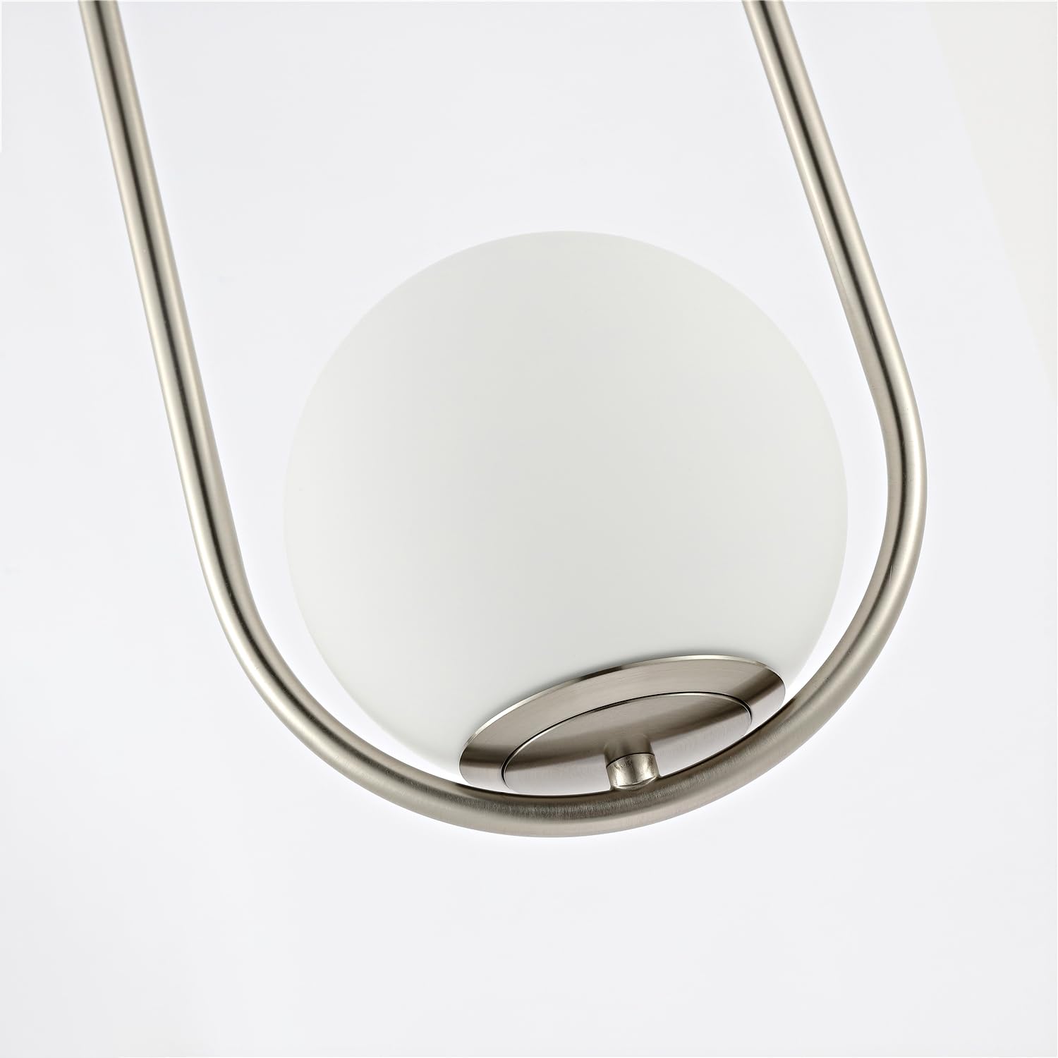 Byoliima Modern Globe Pendant Light Brushed Nickel Chandelier 1-Light Mid Century Ceiling Hanging Lighting Fixture White Globe Glass Shades For Kitchen Island Dining Room Bedroom