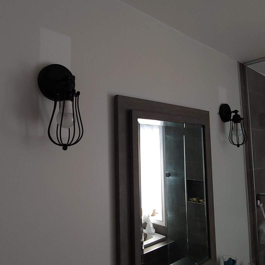 BRIGHTESS Wire Cage Pendant Fixture Set of 2, Black Industrial Vintage, Hardwired, Model 781520672327