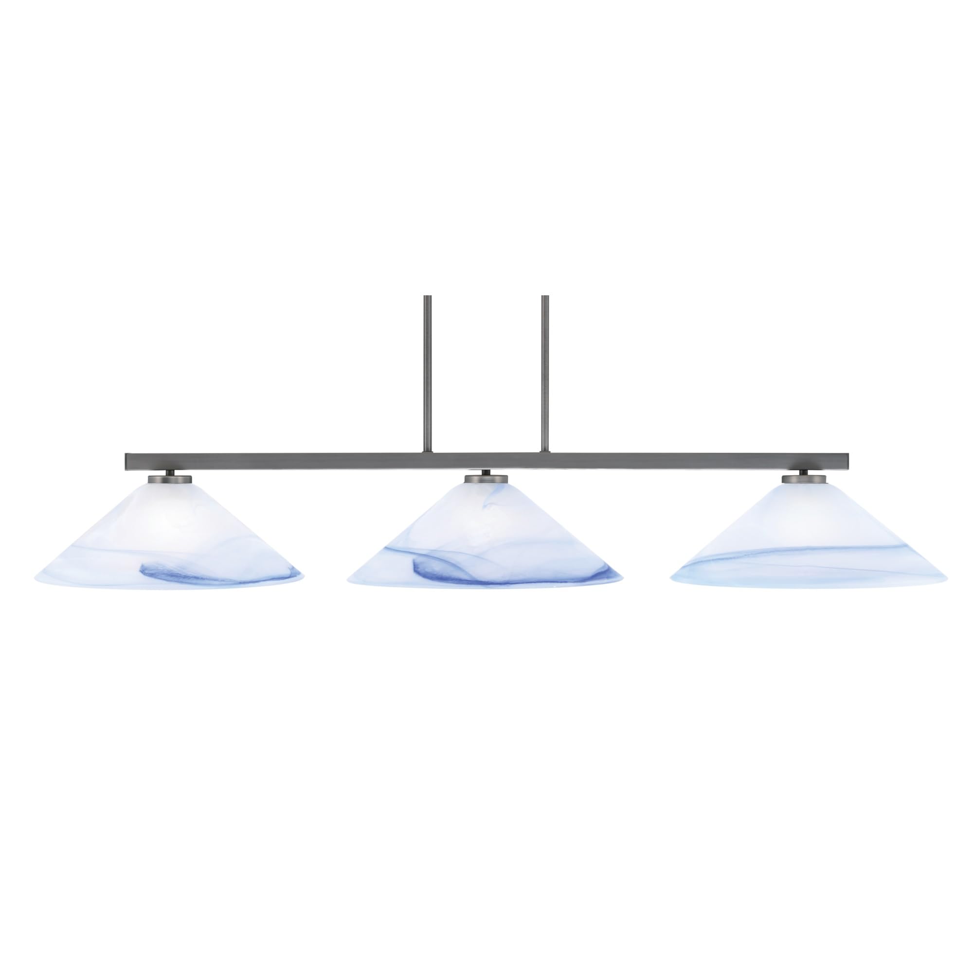 Toltec Lighting Atlas 3 Light Bar, Graphite Finish, 16in Blue Swirl Glass