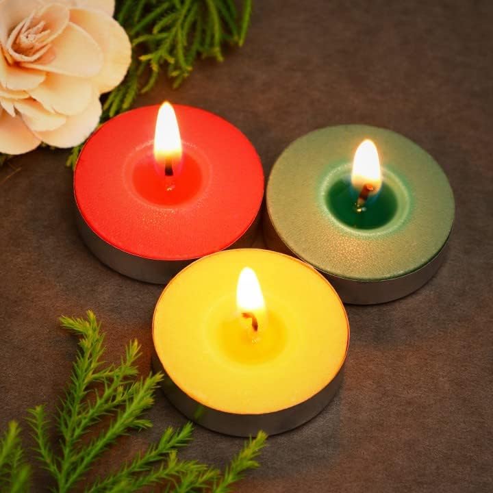 AuraDecor White Tealight Candle, Smokeless No Residue Burn Upto 3 Hour, Unscented T Light Candle for Home Decor (Pack of 50 (Mul