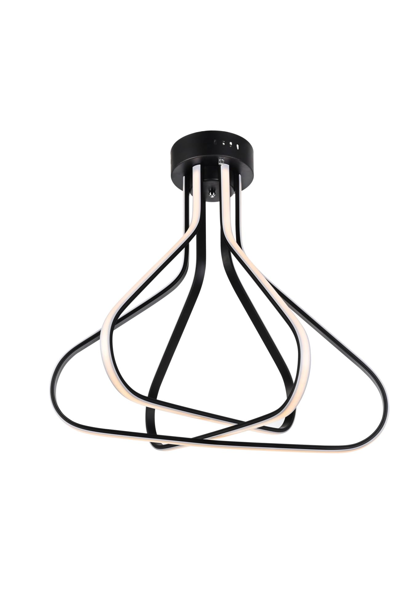 Elegant Lighting Dahlia Black Flush Mount 3-Light Fixture - Modern Ceiling Light