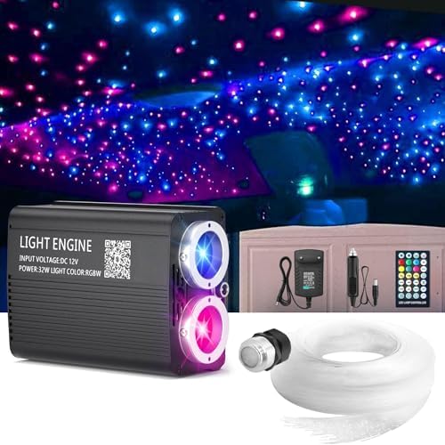 VASTFIRE Starlight Headliner Kit 1000pcs  32W Dual-Color Meteor + Twinkle Star Headliner kit Music/Voice Activated Star Lights for Car  Bed Room  RVs  Home Theaters | Bluetooth + Remote Contr