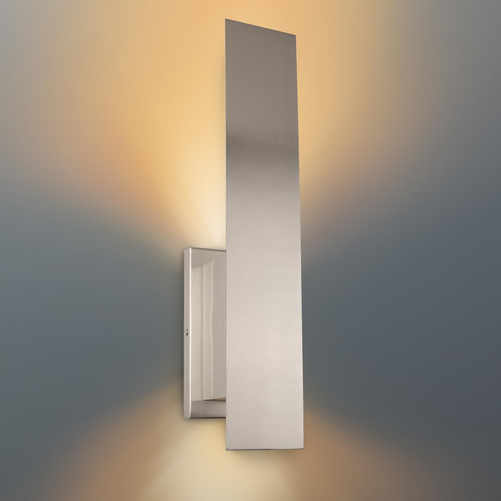 Edwarmlux Indoor Wall Sconces, Dimmable Hardwired Light, Metal, 1 Pack, Brushed Nickel, Model PL-LR002D