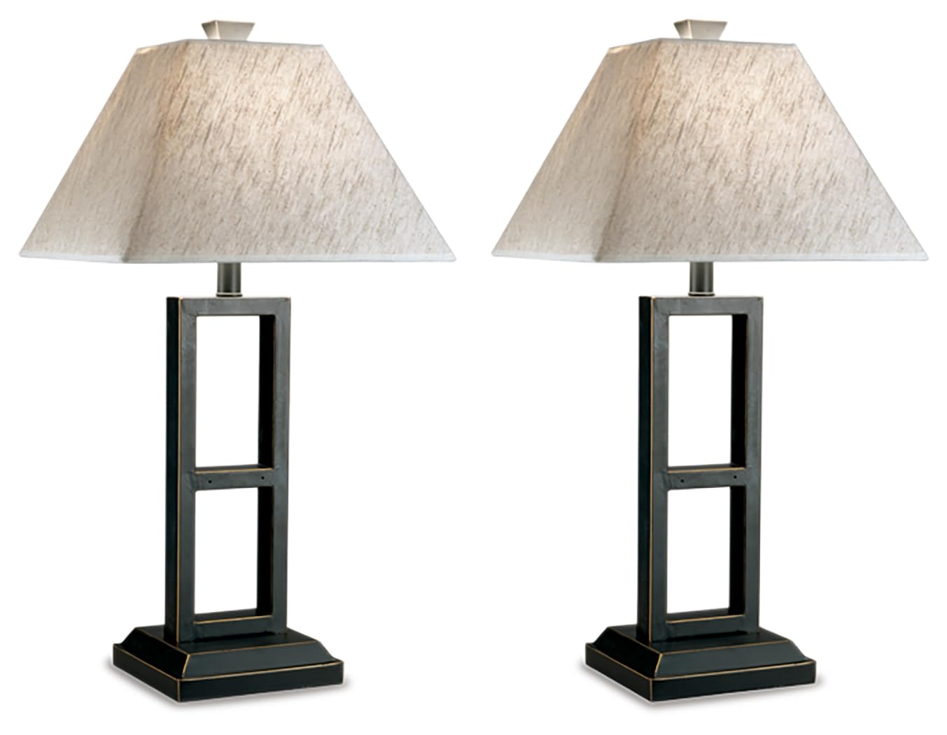 Signature Design By Ashley Deidra Set Of 2 Metal Table Lamps, 27.75, Black Finish, Modern Design, Model L318924