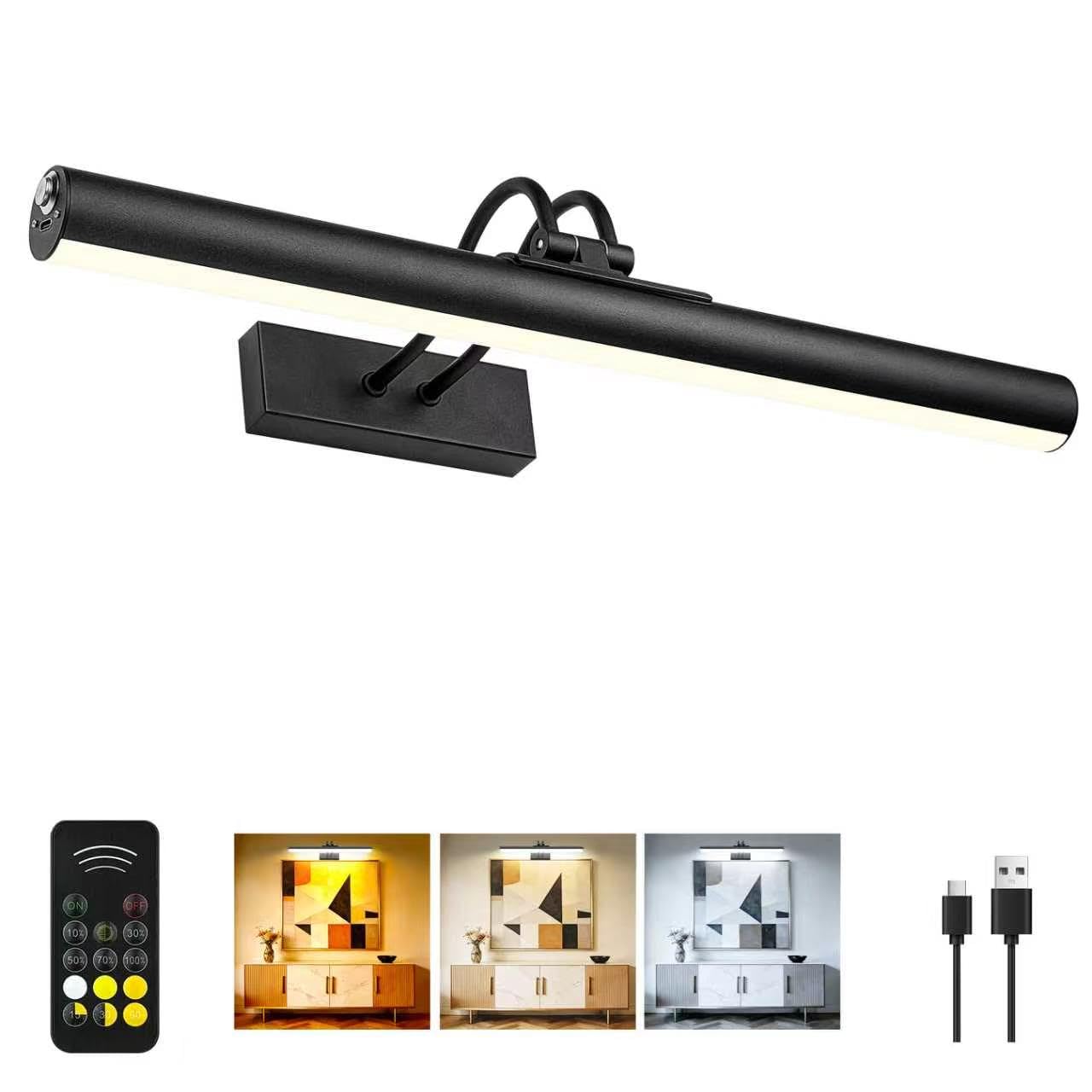 RAIFOOLLY Picture Light,Magnetic Wall Light,16inch Art Light,5000mAh Rechargeable Battery Accent Light with Remote Timer and Dim