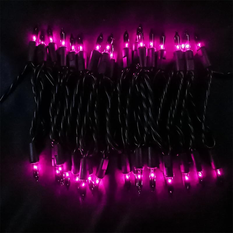 Multi-Sparking Purple Halloween Lights Outdoor - 35 Count Incandescent Mini Christmas Lights For Indoor And Outdoor Halloween Decorations, 8.5 Feet Black Wire Halloween String Lights Set