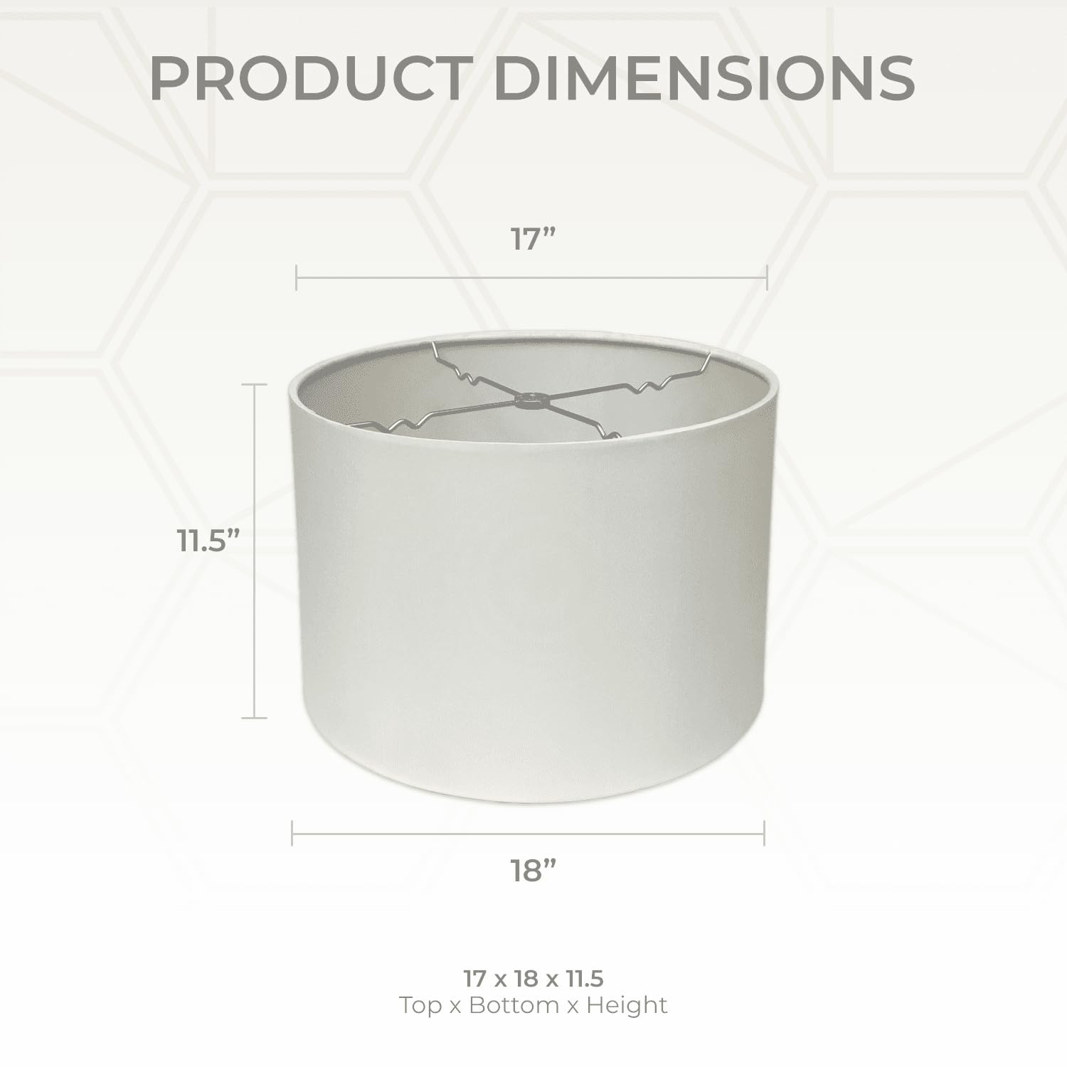 Royal Designs, Inc. Shallow Drum Lamp Shade, HB-610-18WH-2, 17 x 18 x 11.5, White, 2 Pack, Wood/Metal/C