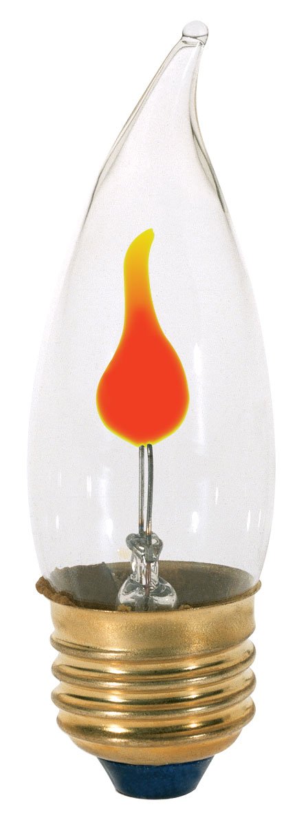 Satco S3657 120V Medium Base 2-3-Watt Flicker Bulb, Clear