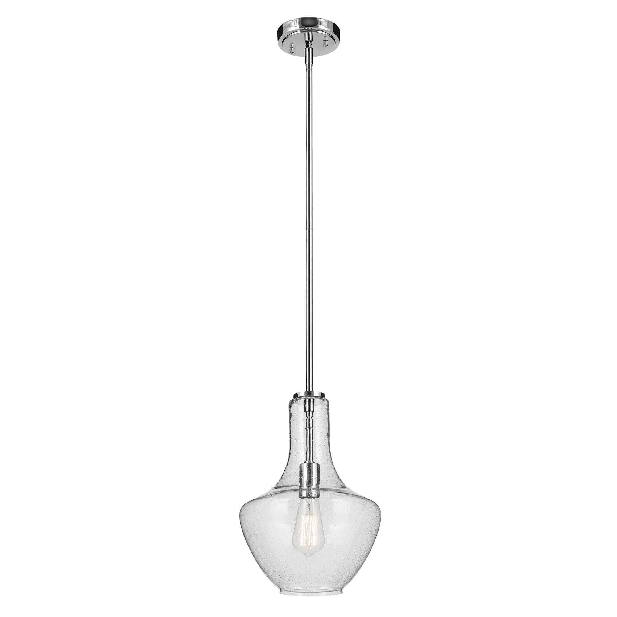 Kichler Everly 15.25 Kitchen Bell Pendant In Chrome, 1-Light Clear Glass Pendant Light, (15.25 H X 10.5 W), 42141Chclr
