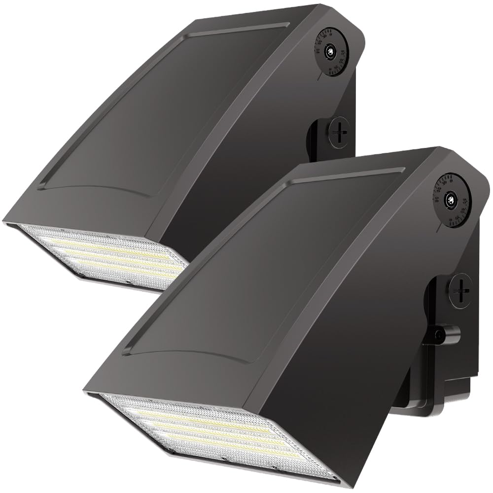 HYPERLITE LED Wall Pack 40W: 5200lm 5000K 0-90Adjustable ETL Certified - 2PACK Wall Pack Lights Outdoor LED Small Wall Pack Down