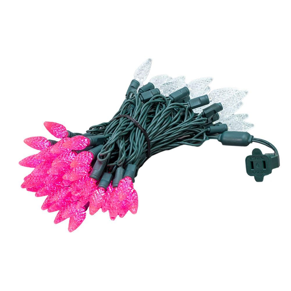 Novelty Lights 24FT 70 LED C6 LED Valentine's Day String Lights, Outdoor Christmas Tree Commercial Grade LED String Lights, Perm