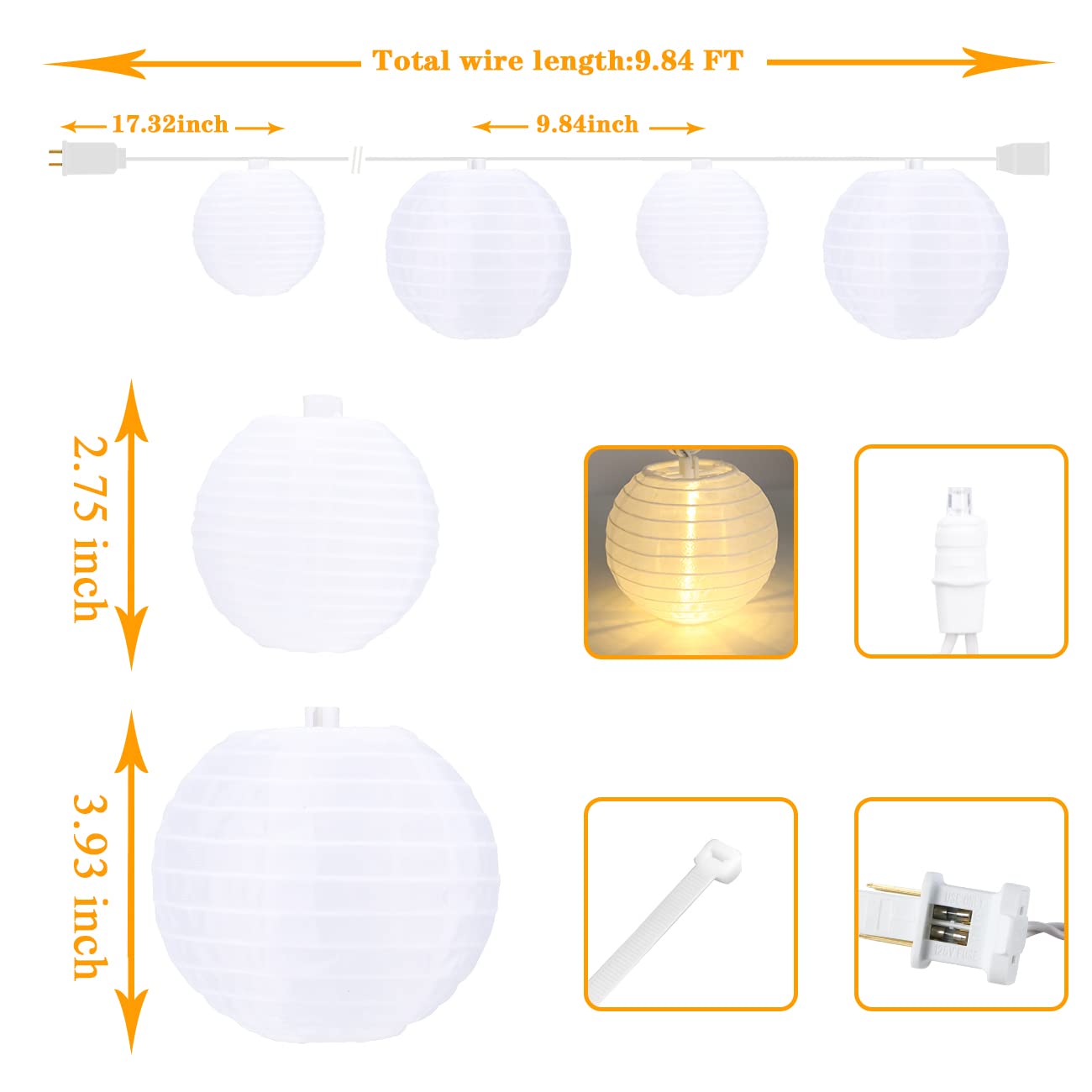 Vigdur Decorative String Lights - 10 LED White Lights, 9.84FT, Nylon, Irregular White Light for Indoor/Outdoor Use