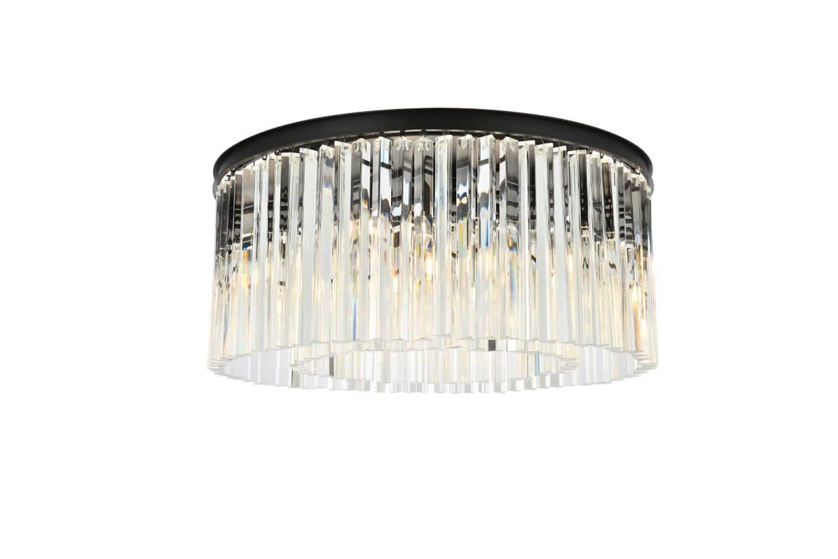 Elegant Lighting Sydney Collection 1208F31MB/RC 8-Light Flush Mount with Royal Cut Crystals, Mocha Brown Finish