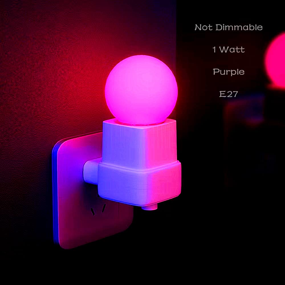 Dark Purple Pink Light Bulbs 1 Watt Low Lumen Led Night Light Bulb 10 Watt Equivalent E26/E27 Medium Base Mood Lighting For Wedding Party Bar Holiday Festival Halloween Christmas Room Decor 10Pack