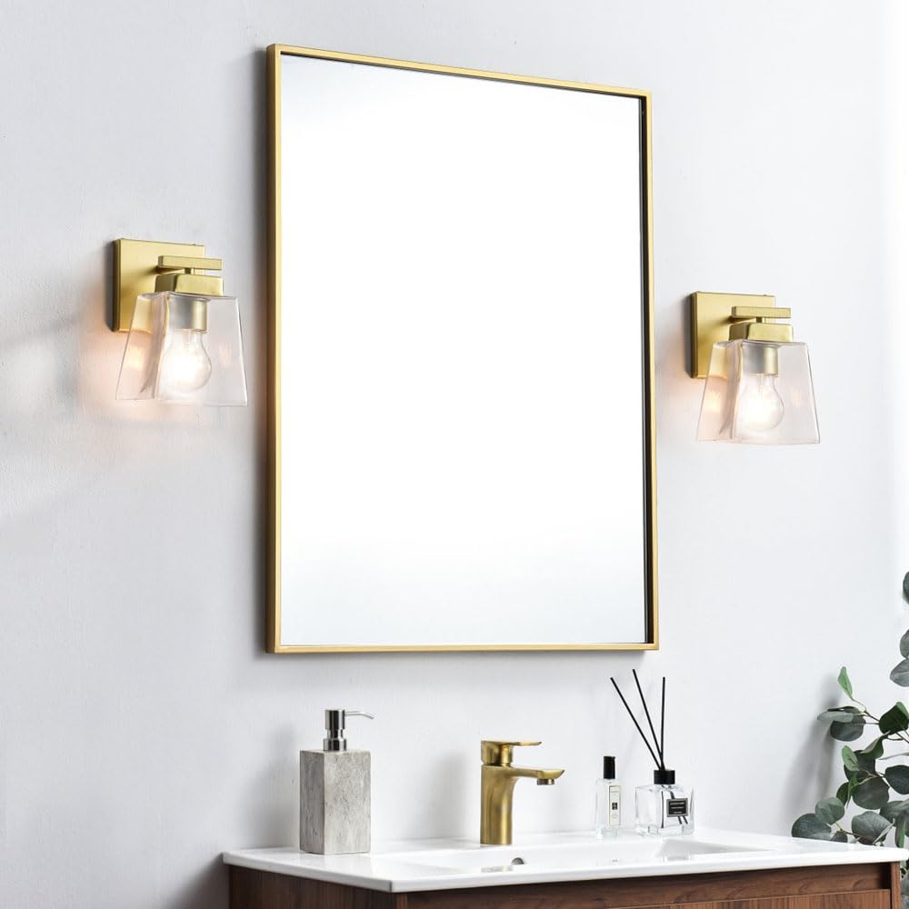 Living District Merrick 1-Light Iron & Glass Bath Sconce in Black/Clear
