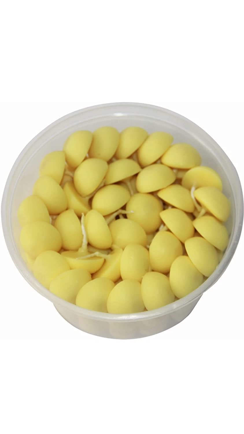 Om Phool Batti Small Cow Ghee Diya for Puja, 60 Pcs, Wax Free & Vegan Ghee Batti/Wicks/Jyot for Puja Aarti, (Pack of 1, Yellow,