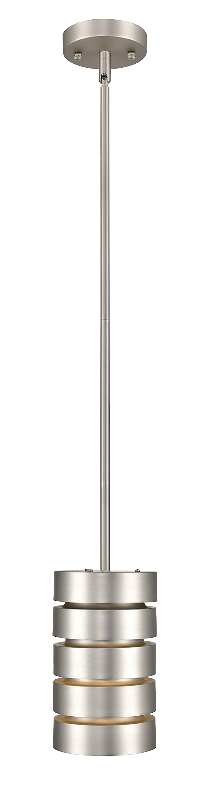 Linea di Liara Brushed Steel Pendant Light Fixture, Medium Metal, Model LL-P516-1SN, Modern Design for Kitchen and Dining Room